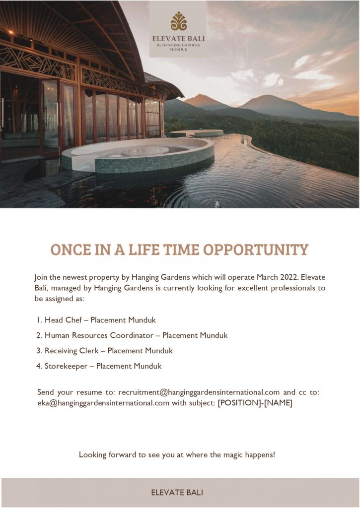 LOWONGAN ELEVATE BALI