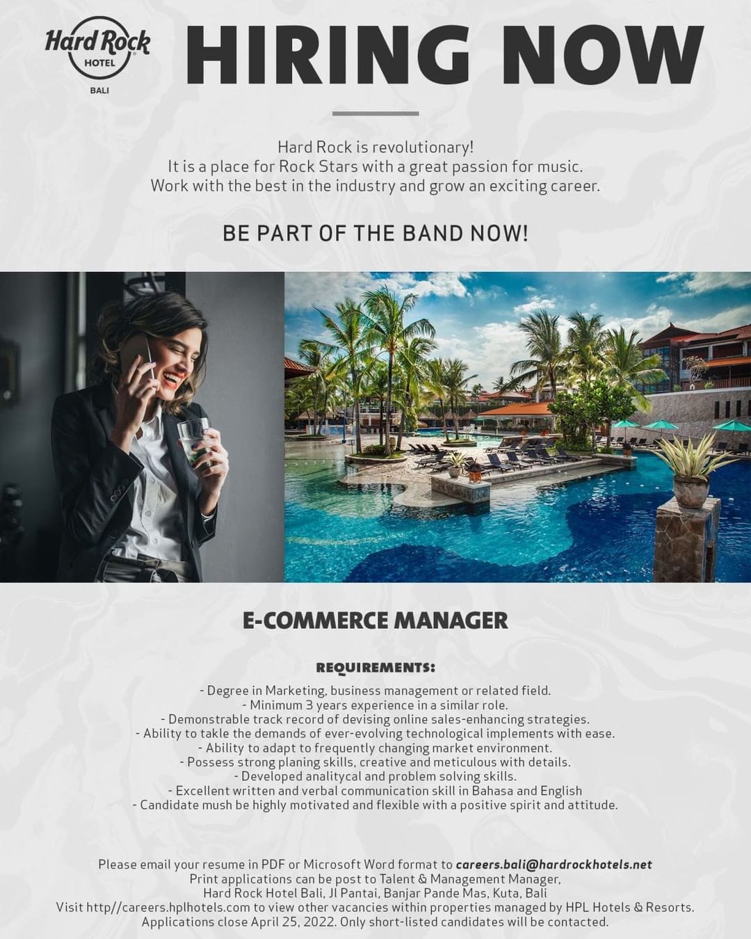 Lowongan Hard Rock Hotel Bali