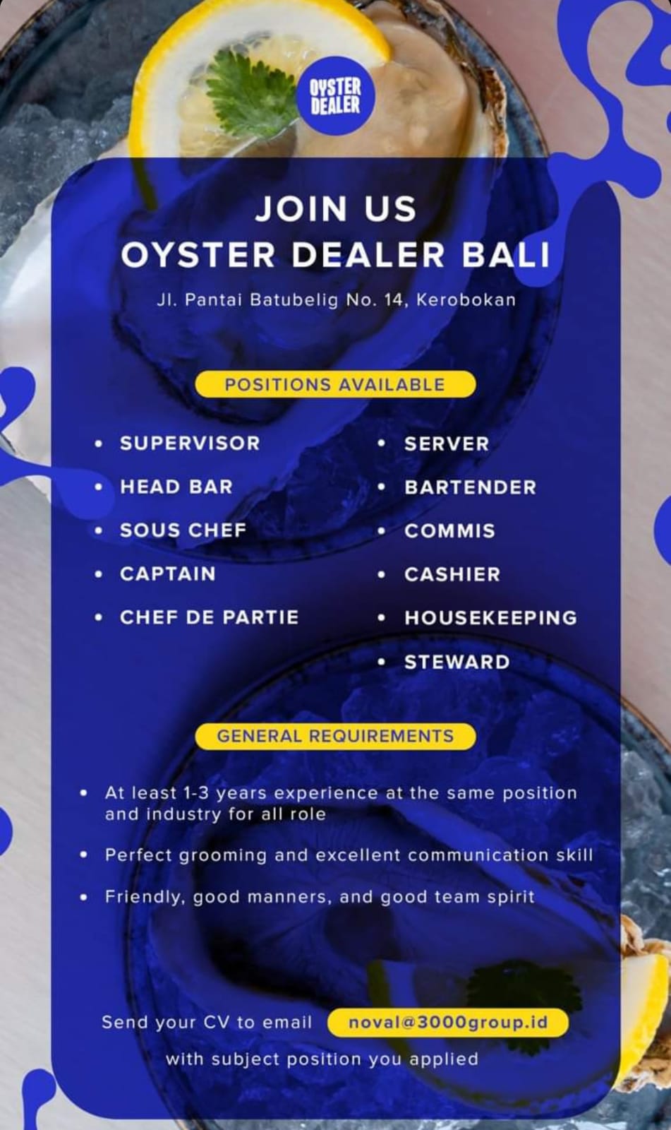 Lowongan Oyster Dealer Bali