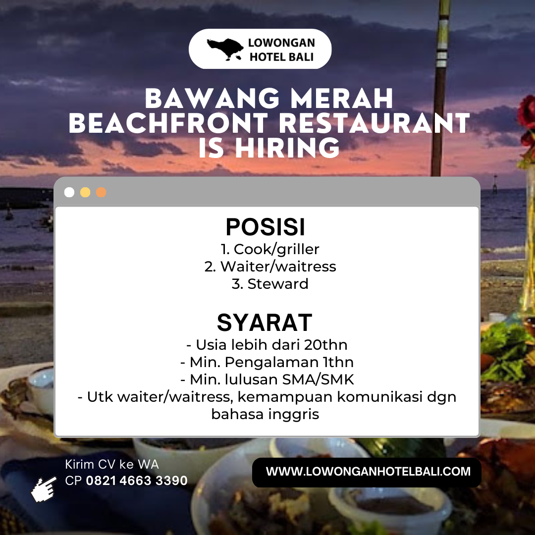 Lowongan Bawang Merah Beachfront Restaurant