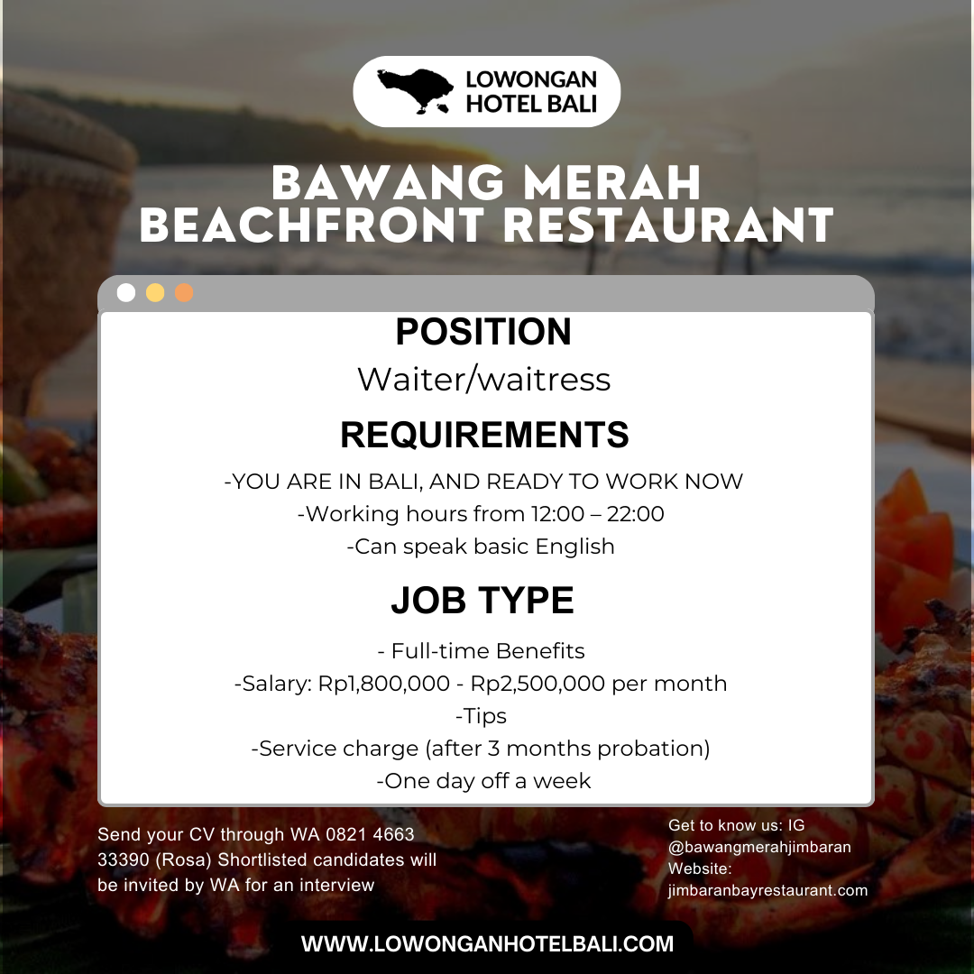 Lowongan Bawang Merah Beachfront Restaurant