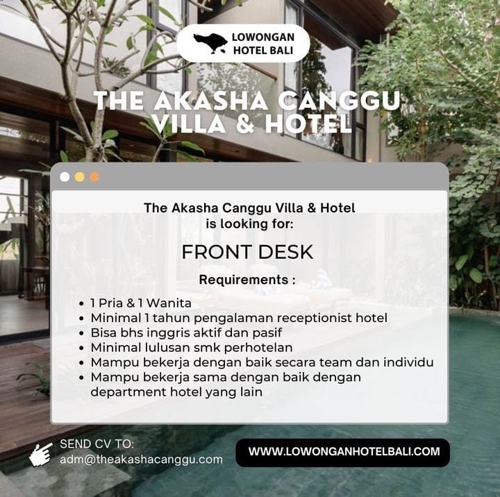 Lowongan Akasha Canggu Villa & Hotel