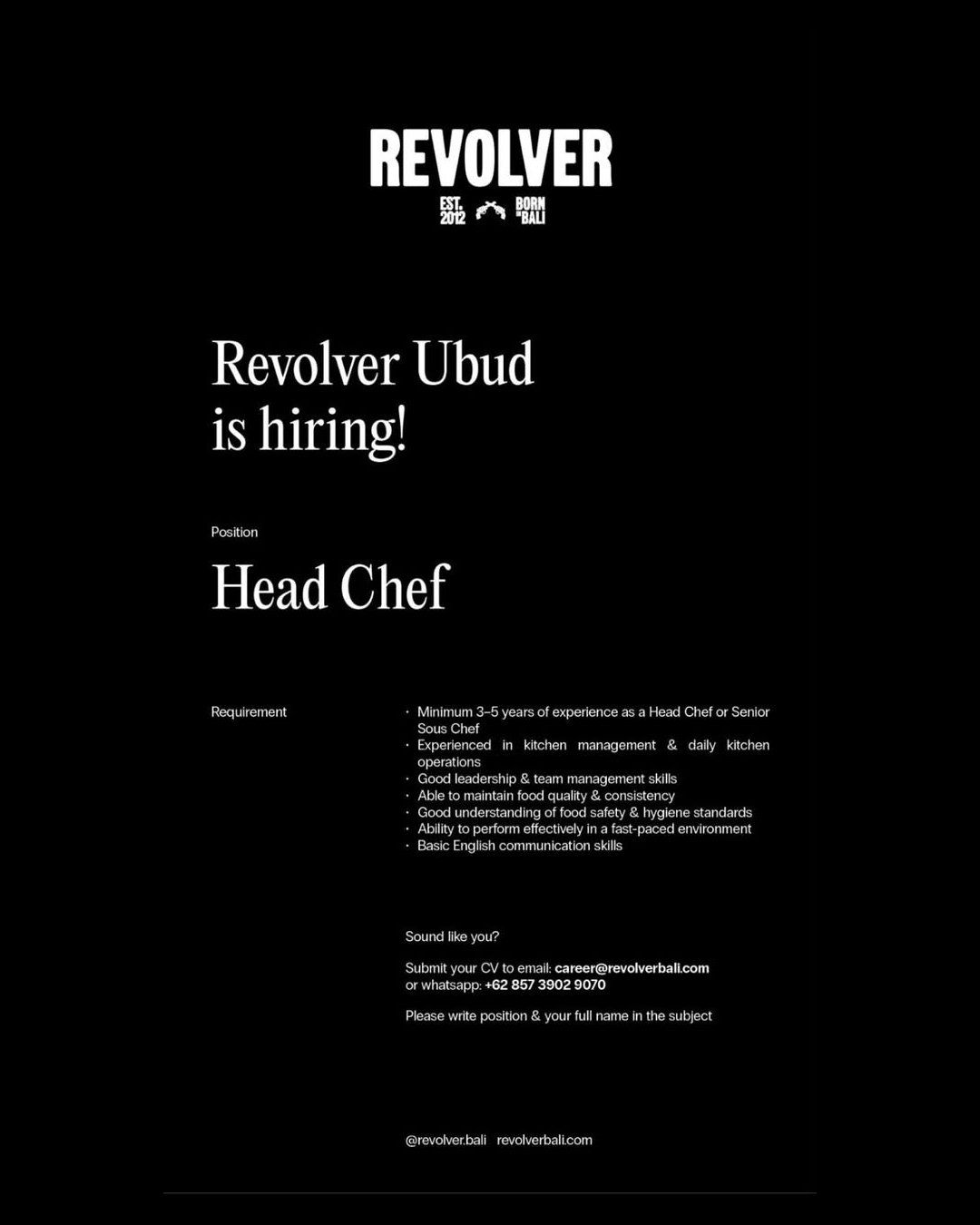 Lowongan Revolver Ubud